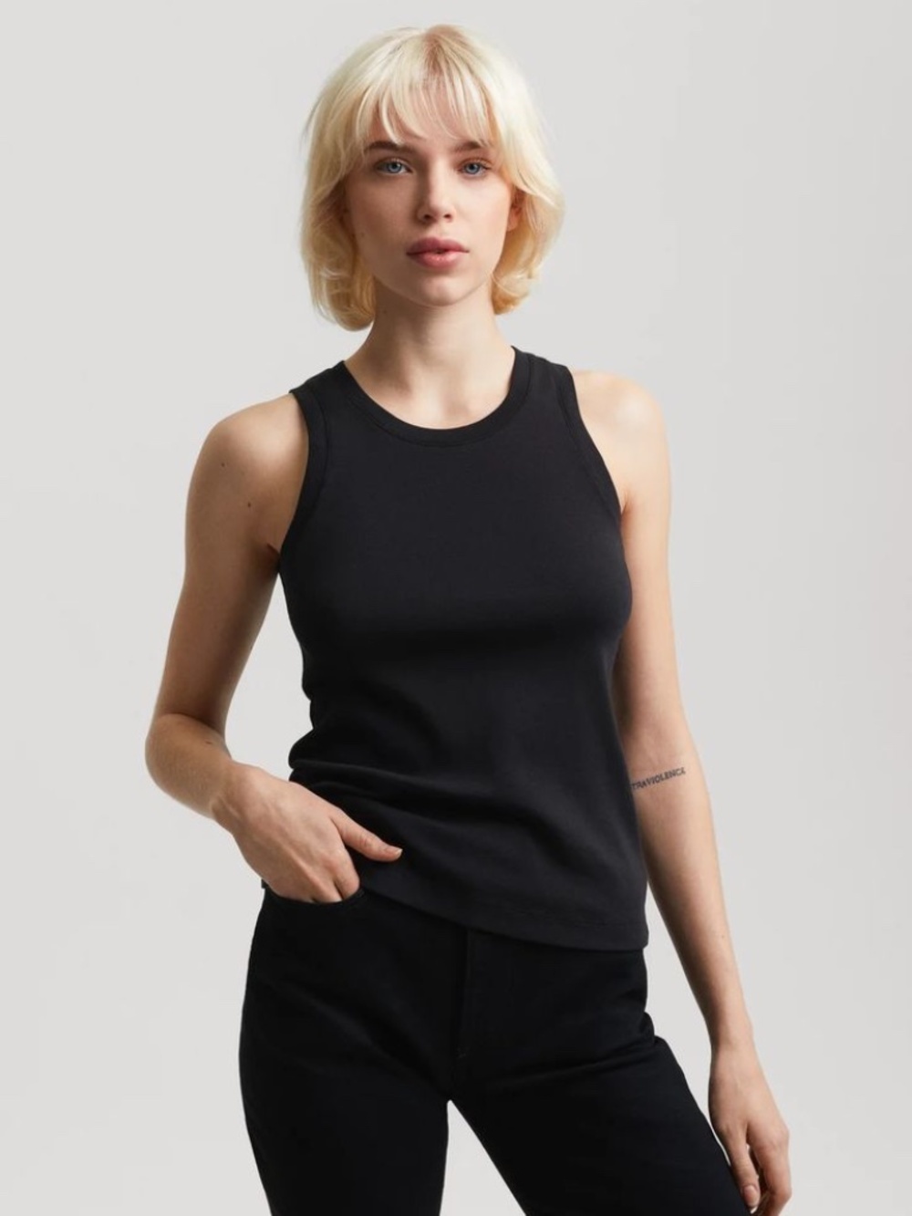 Calvin Klein Black Ribbed Tank Top | Size Small | Stretch Cotton White Available